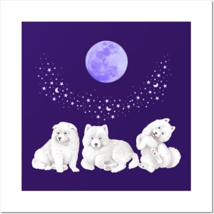 Samoyed Dogs Galaxy Posters and Art